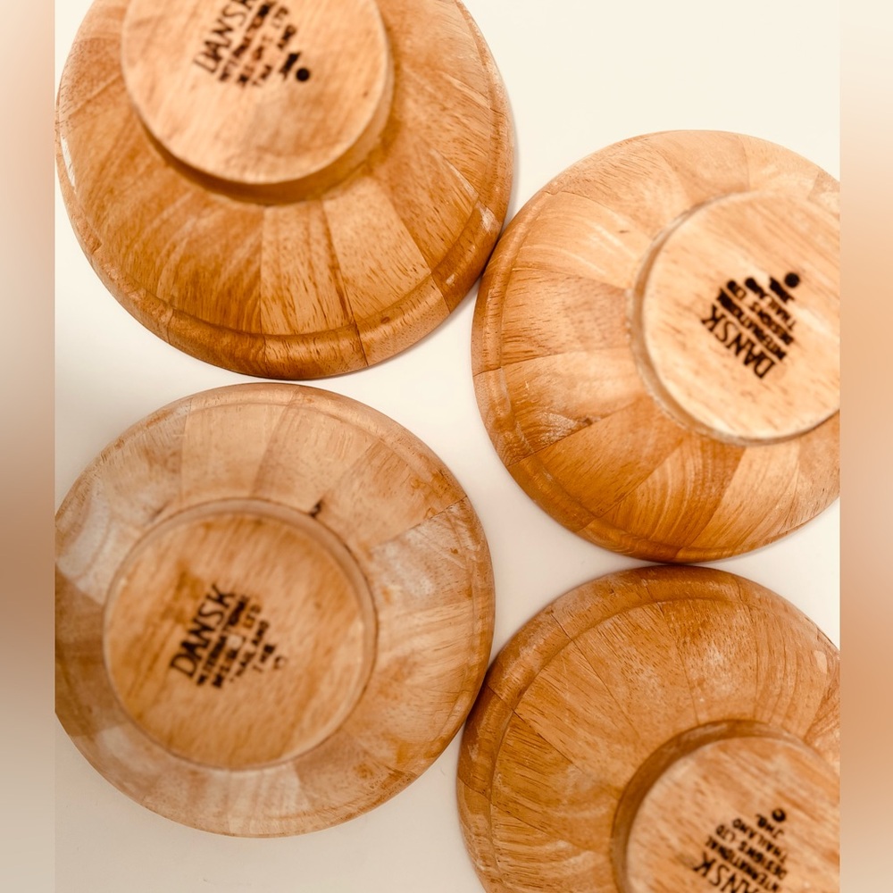 VINTAGE DANSK BLEACH TEAK WOOD MID-CENTURY BOWLS - SET OF 4 - MADE IN THAILAND - Picture 10 of 12